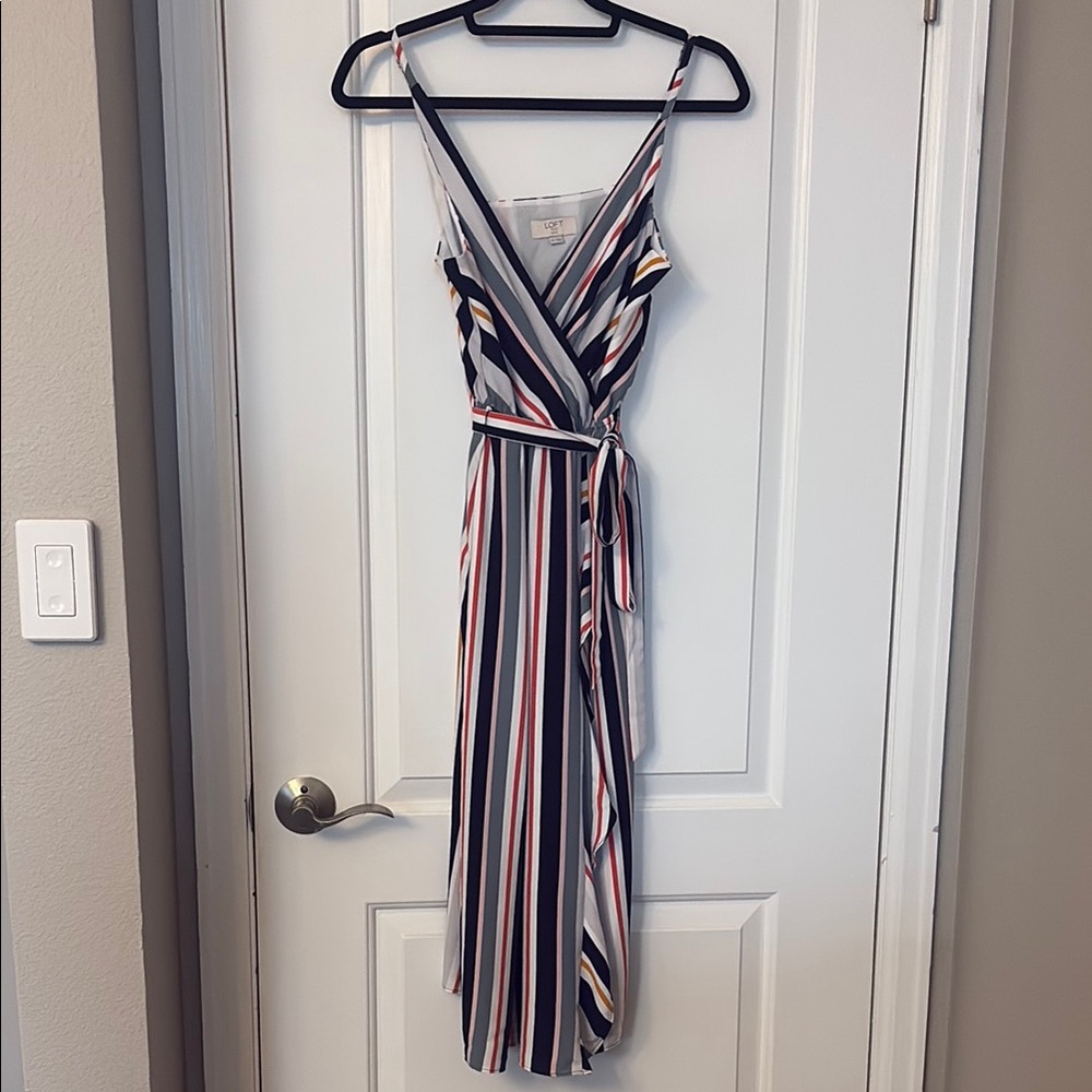 Striped Wrap Dress with Belt